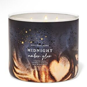 New Bath & Body Works 3-Wick Candle in Midnight Amber Glow